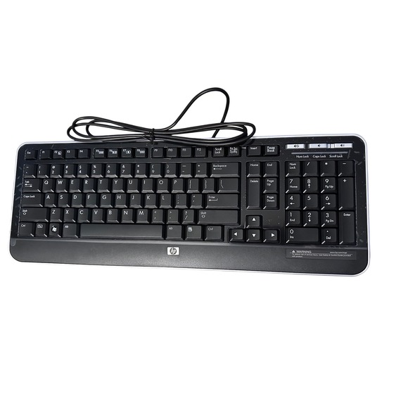 HP Wired USB Keyboard Black Computer Desktop PC Office Standard Size - Picture 1 of 5